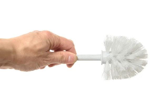 Cepillo para la limpieza del inodoro, se aísla en el blanco — Foto de Stock