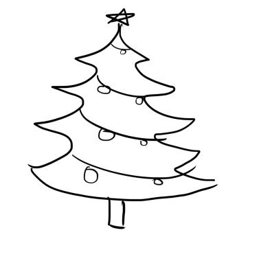 Yeni yıl ağacı üzerinde beyaz çizim