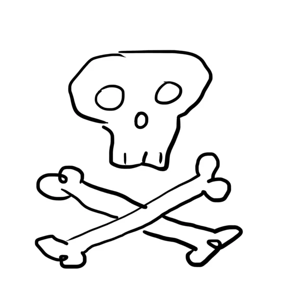 颅骨与骨头，原始样式中的绘图 — 图库照片