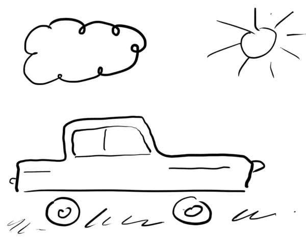 自動車車の原始的スタイルの描画 — ストック写真