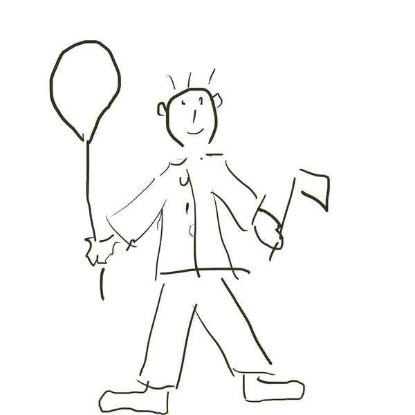 Άνθρωπος κρατήστε λευκή σημαία και ένα μπαλόνι — Φωτογραφία Αρχείου