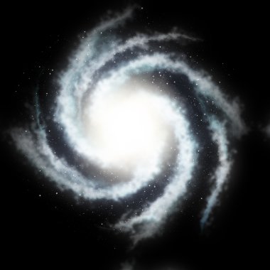 Mysterious helicoid galaxy and the black star sky clipart