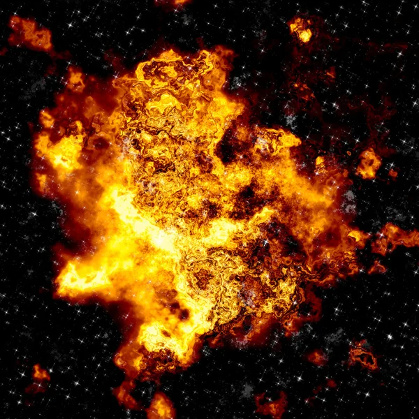 Зловещее огненное облако против ночных звезд — стоковое фото