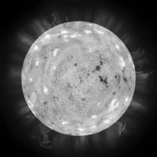Planeta branco abstrato contra o céu negro — Fotografia de Stock