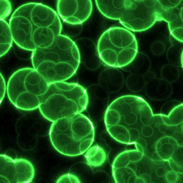 Colony of shone green bacteria on a black background — Stock Photo, Image