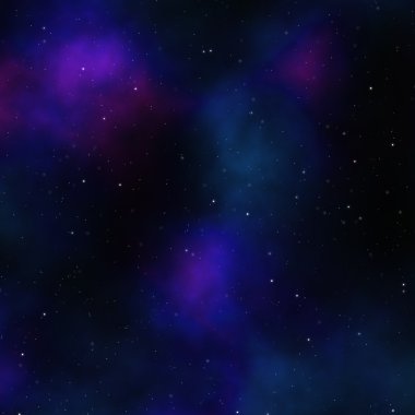 Night sky with blue nebula and stars clipart