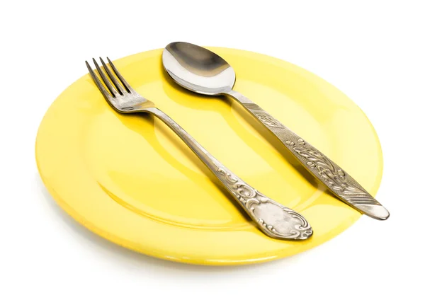 Dugó, és kanállal a tányérra — Stock Fotó