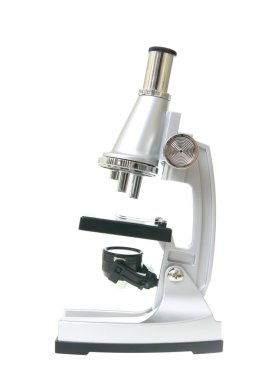 Beyaz arka plan üzerinde izole tıbbi mikroskobu
