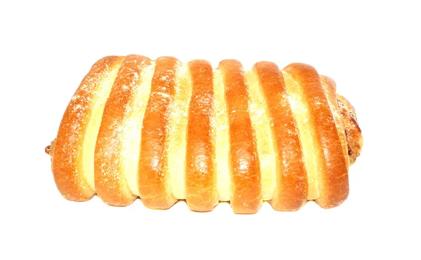 在白色背景上的黄色面包关门 — 图库照片