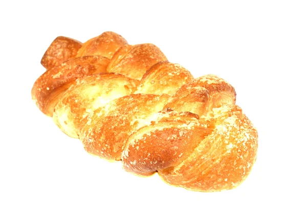 stock image Yellow bun on a white background close up