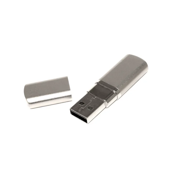 Beyaz zemin üzerinde USB flash bellek — Stok fotoğraf