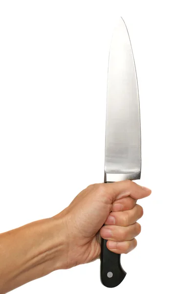 Knife in a hand on a white background — Stock Photo, Image