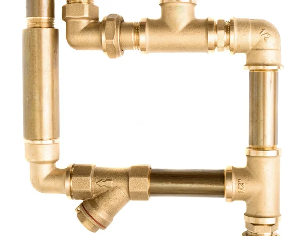 Metal water pipes on a white — Stock Photo, Image