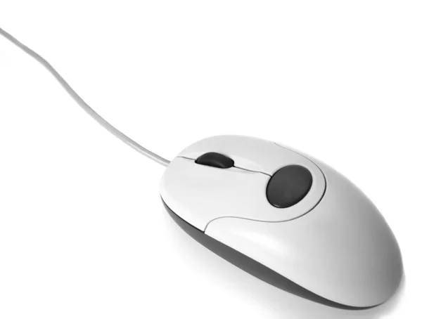 The white computer mouse isolated on the white — Stock Photo, Image