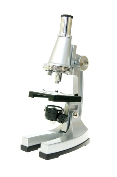 Медицинский микроскоп на белом фоне — стоковое фото
