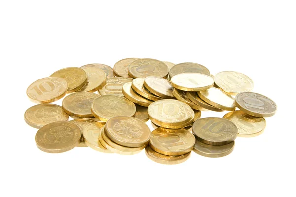 Mucchio di monete isolate su sfondo bianco — Foto Stock