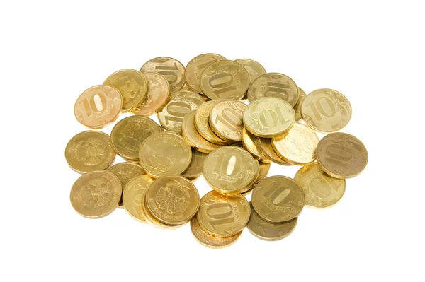Högen av mynt isolerad på vit bakgrund — Stockfoto