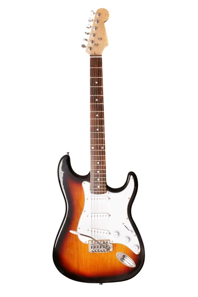 Elektrická kytara na bílém pozadí zblízka — Stock fotografie