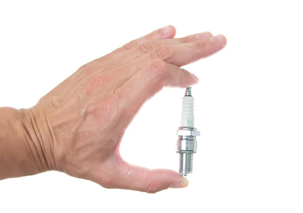 Spark plugs in a hand for the petrol engine — Stock Photo, Image