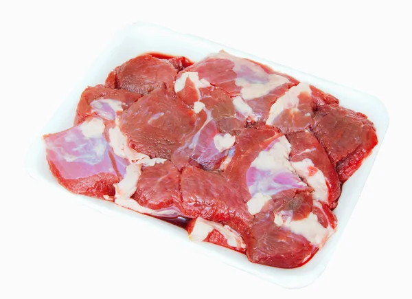 Carne fresca de bovino, isolada sobre o branco — Fotografia de Stock