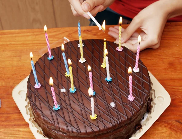 stock image Pie with candles