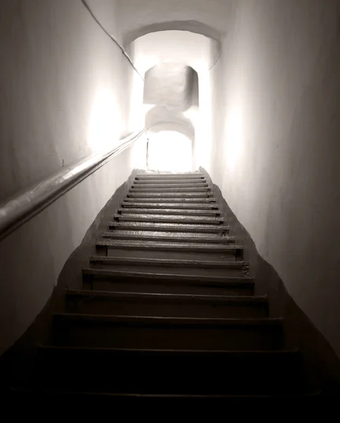 stock image Ladder in a dark corridor