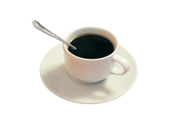 Чашка чорної кави на білому тлі — стокове фото