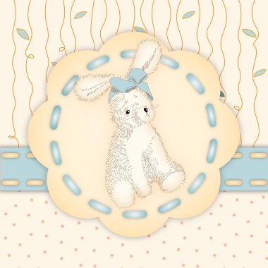 Cute bunny on decorative bakckground clipart