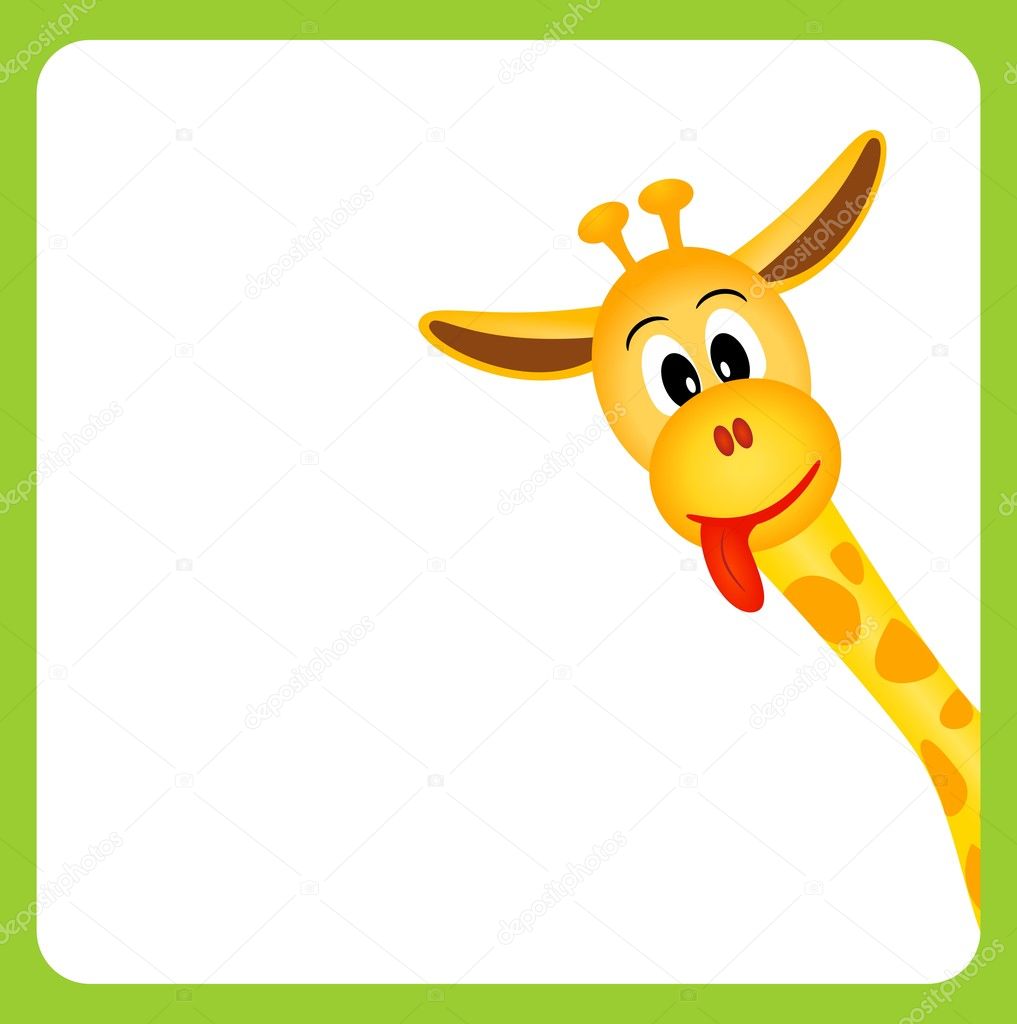 Bitmap illustration of cute little giraffe on white background