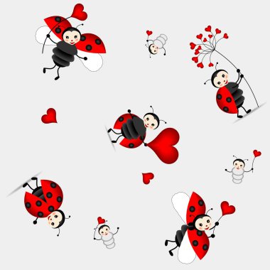 Seamless pattern with cute ladybird - vector clipart