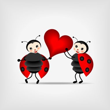 Ladybugs with heart clipart