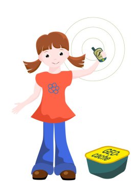 Girl with GPS and geocache clipart