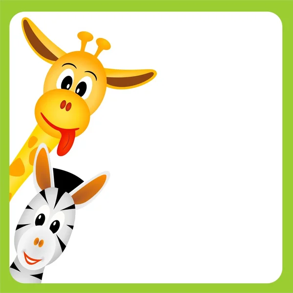 Jolie petite girafe et zèbre sur fond blanc — Image vectorielle