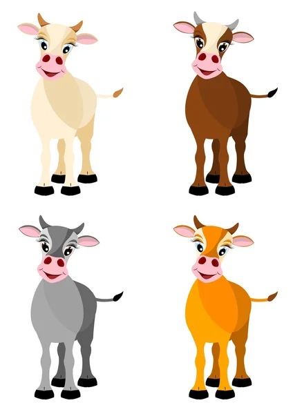 四个孤立的插图的奶牛 — 图库矢量图片