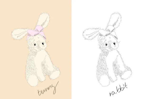 Brinquedo desenhado à mão - coelho — Vetor de Stock