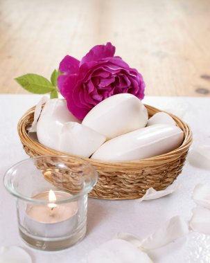 Soaps with rose and candle clipart