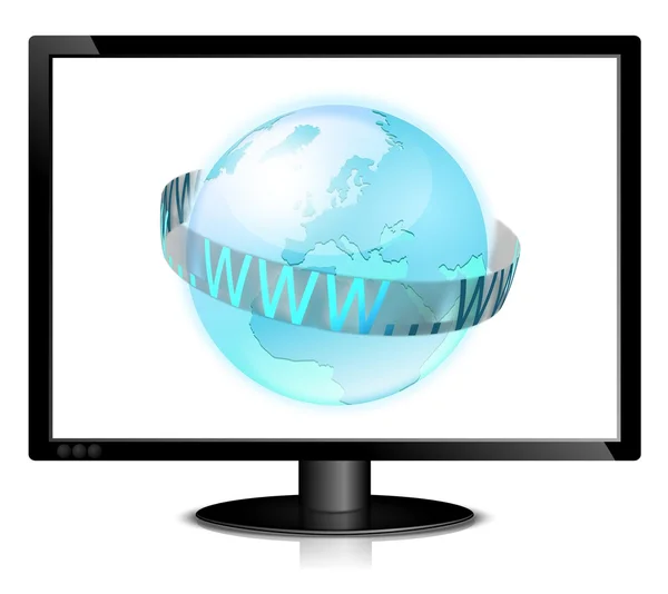 LCD monitor with abstract blue earth — Stock Photo, Image