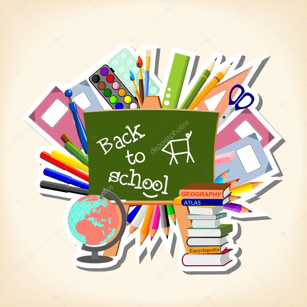 Back to school - blackboard and suppliers