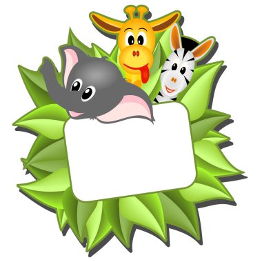 Little cartoon elephant, giraffe and zebra clipart