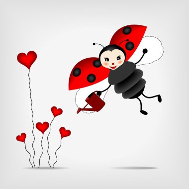 Ladybug with flower clipart