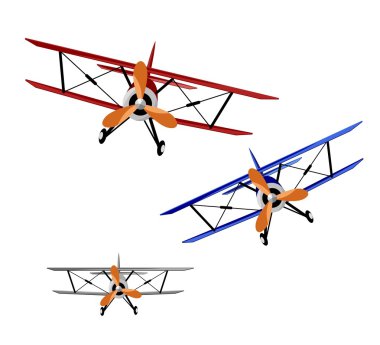 Three biplanes clipart