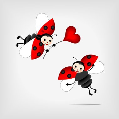 Ladybugs with heart clipart