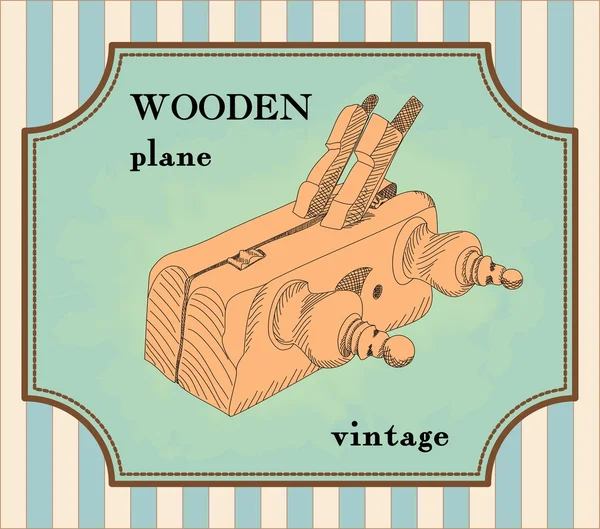 Avião de madeira desenhado à mão, avião —  Vetores de Stock