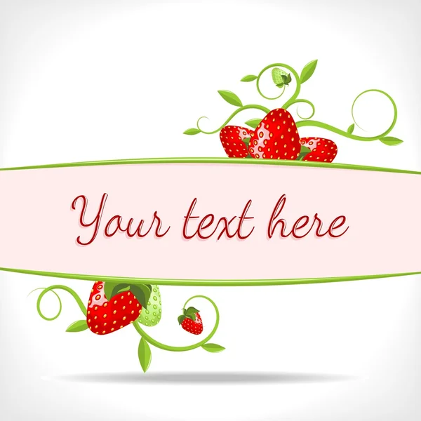 Bannière florale aux fraises — Image vectorielle