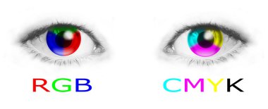 Eyes with RGB and CMYK colors clipart