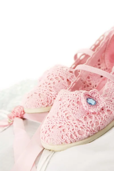 stock image Romantic background with lace nad pink shoes