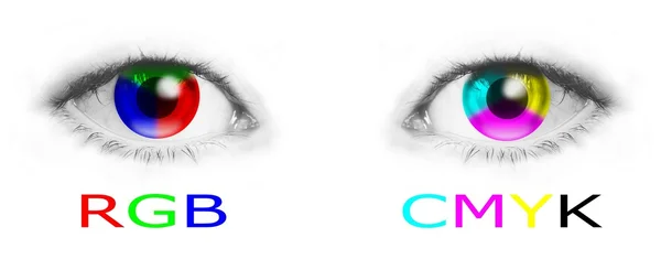 Olhos com cores RGB e CMYK — Fotografia de Stock