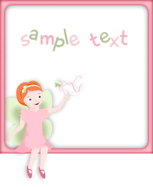 Kleine roze fairy in roze frame - illustratie — Stockfoto