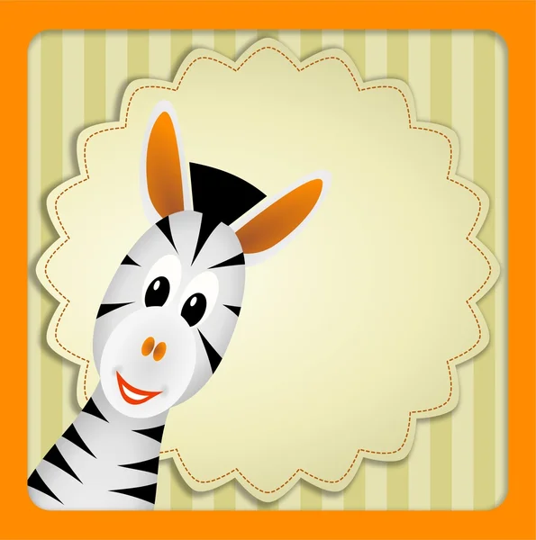 Cute zebra on decorative background - birthday invitation — Stock Photo, Image