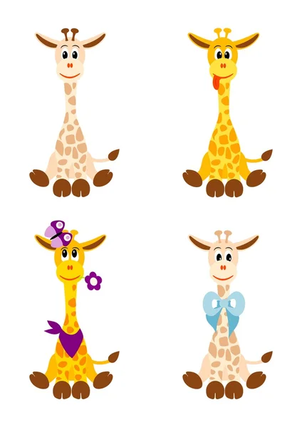Cuatro jirafas pequeñas - ilustración — Archivo Imágenes Vectoriales
